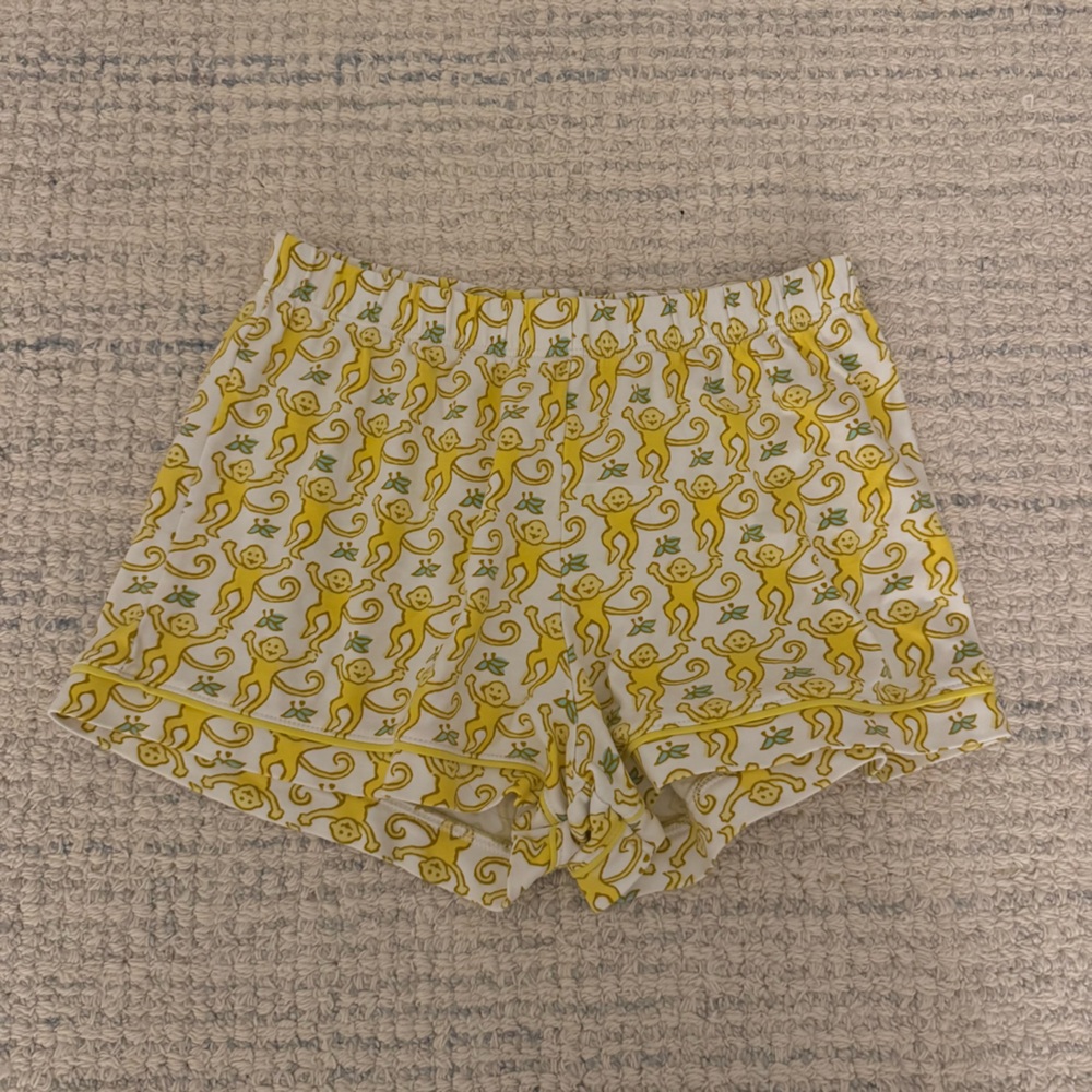 Roller Rabbit Yellow Monkey-Print Short Pajama Set